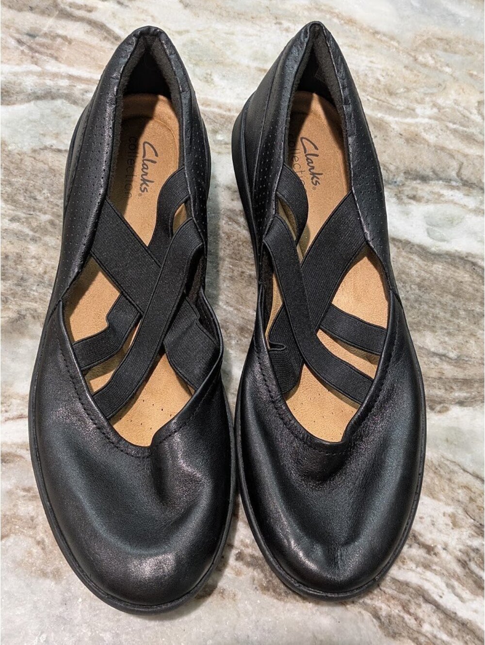 Clarks Collection Black Leather Slip‑On Shoes Size 11M GUC - Picture 6 of 8